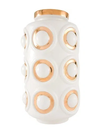 Pre-owned Jonathan Adler Futura Circles Vase In Gold