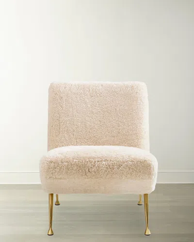 Jonathan Adler Gainsbourg Shearling Slipper Chair In Ivory