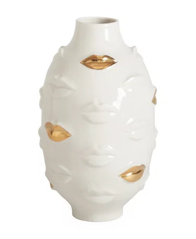 Jonathan Adler Gala Gilded 35 Oz. Round Vase In White