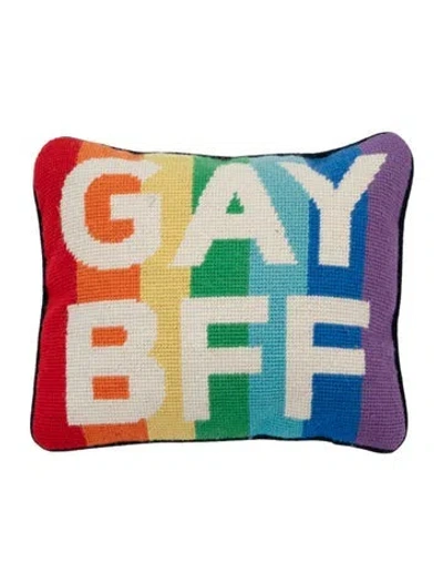 Pre-owned Jonathan Adler 'gay Bff' Needlepoint Throw Pillow In Red