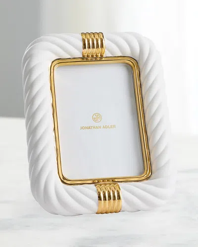 Jonathan Adler Geneva Photo Frame, 5" X 7" In White/gold