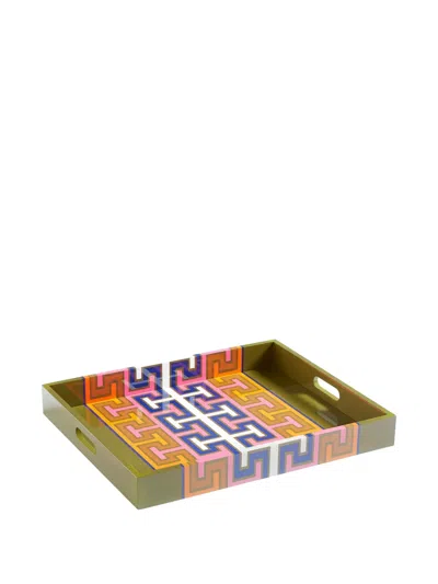 Jonathan Adler Geometric-print Tray In Green