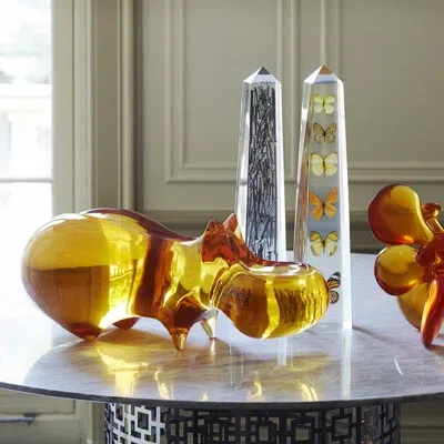 Jonathan Adler Giant Acrylic Hippo Sculpture In Gold