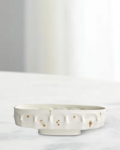 Jonathan Adler Gilded Dora Maar Long Bowl In White
