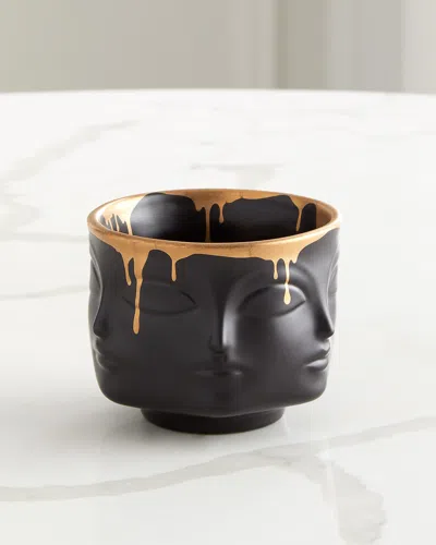 Jonathan Adler Gilded Dora Maar Vessel In Black Porcelain