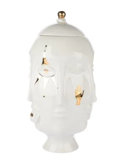 Pre-owned Jonathan Adler Gilded Frida Container In White