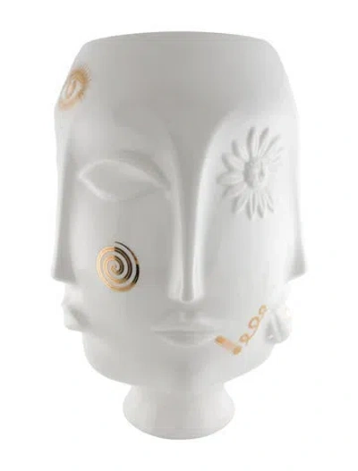 Pre-owned Jonathan Adler Gilded Frida Urn In White