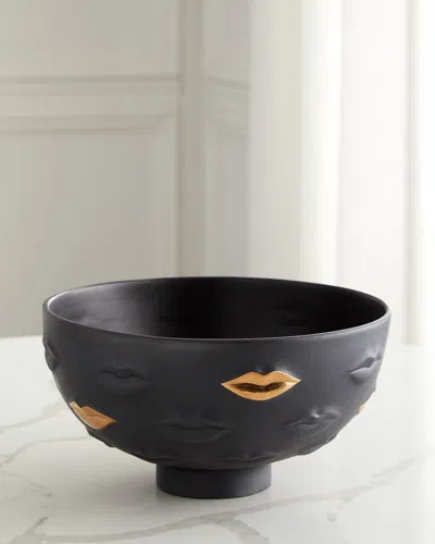 Jonathan Adler Gilded Gala Bowl In Black Porcelain