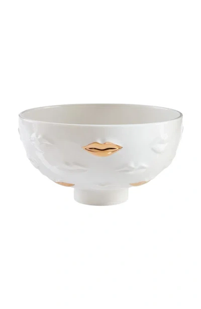 Jonathan Adler Gilded Gala Bowl In White