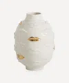 Jonathan Adler White Gilded Gala Round Porcelain Vase