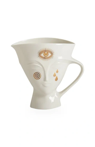 Jonathan Adler Gilded Giulette Pitcher In White