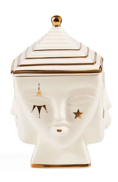 Jonathan Adler Gilded Masquerade Box In White/gold