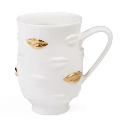 Jonathan Adler Gilded Muse Gala Mug In White;gold