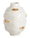 Jonathan Adler Gilded Muse Gala Round Vase In White
