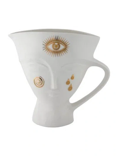 Pre-owned Jonathan Adler Gilded Muse Giuliette Pitcher In Metallic/white
