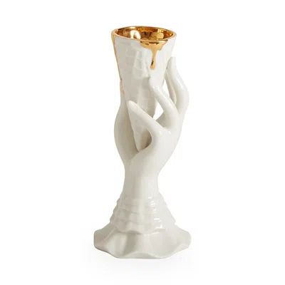 Jonathan Adler Gilded Muse I Scream Vase In White