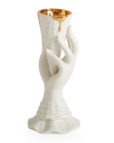 Jonathan Adler Gilded Muse I-scream Vase In White