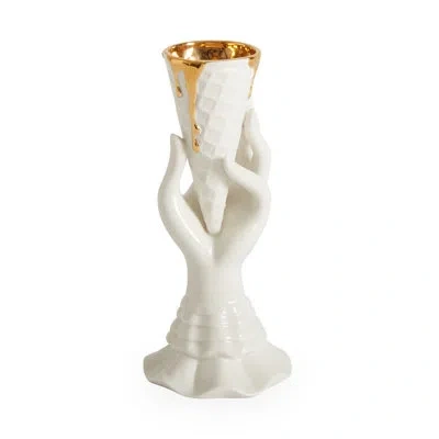 Jonathan Adler Gilded Muse I-scream Vase In White
