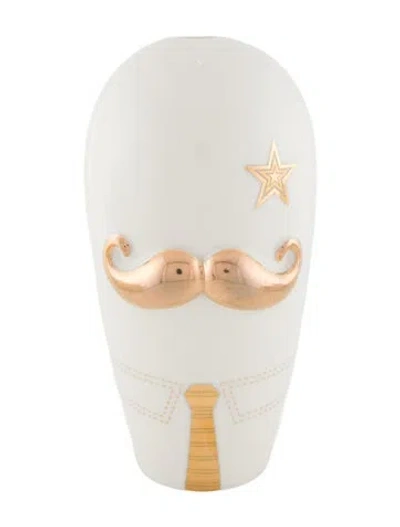 Pre-owned Jonathan Adler Gilded Salvador Vase In White