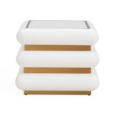 Jonathan Adler Glass Top End Table In White