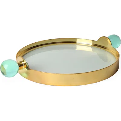 Jonathan Adler Globo Decorative Tray In Gold/turquoise