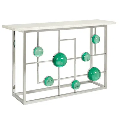 Pre-owned Jonathan Adler Globo Lucite And Nickel Fretwork Console In Gray