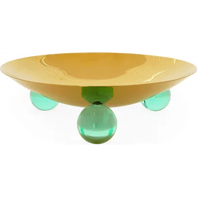 Jonathan Adler Globo Tripod Bowl In Gold/celadon