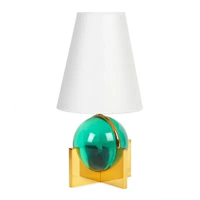 Jonathan Adler Globo Vanity Lamp In Green;brass