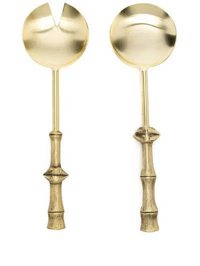 Jonathan Adler Brass Salad Serving Set In Gold