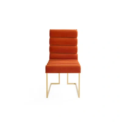 Jonathan Adler Goldfinger Tufted Upholstered Back Side Chair In Orange Velvet