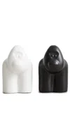 Jonathan Adler Gorilla Salt & Pepper Set Black/white In Multi