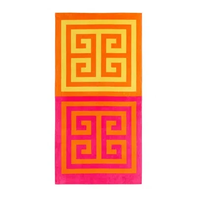 Jonathan Adler Greek Key Beach Towel In Orange