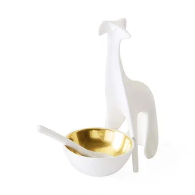 Jonathan Adler Greyhound Salt & Pepper Cellar In White;gold