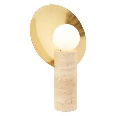 Jonathan Adler Halo Travertine Table Lamp In Beige