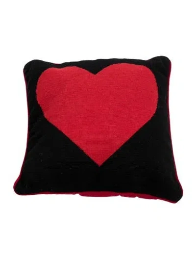 Pre-owned Jonathan Adler Heart Needlepoint Throw Pillow In Multi