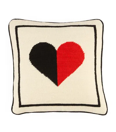 Jonathan Adler Hearts Needlepoint Cushion In Neutral
