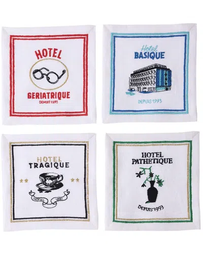 Jonathan Adler Hotel De Reve Cocktail Napkins In White
