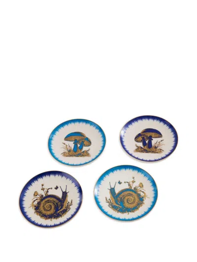 Jonathan Adler Ja Botanist Coaster Set (set Of Four) In Blue