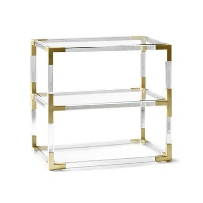 Jonathan Adler Jacques 2 Tier Table In Brushed Brass,clear