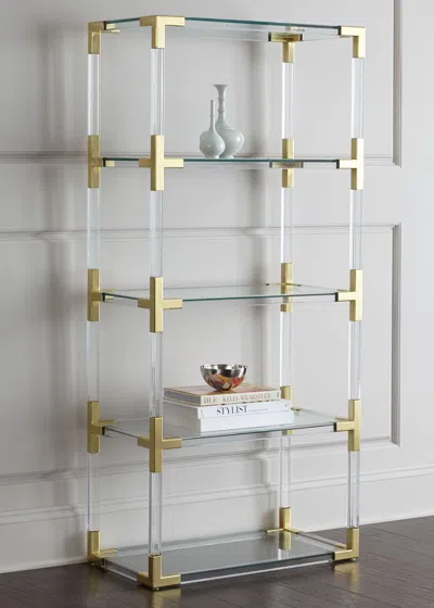 Jonathan Adler Jacques Acrylic & Brass Etagere In Clear