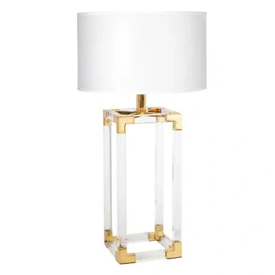 Jonathan Adler Jacques Column Table Lamp - Clear/brass In Clear,brass