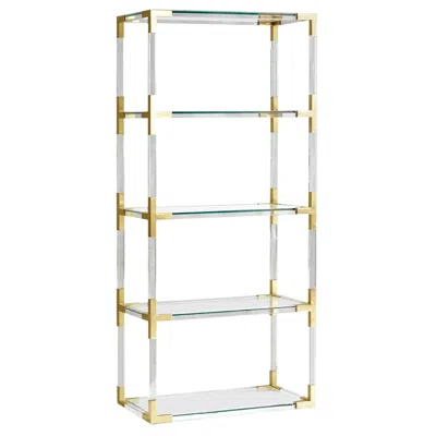 Pre-owned Jonathan Adler Jacques Lucite And Brass Étagère In Gray