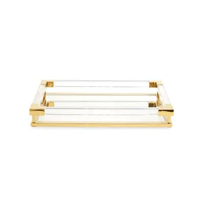 Jonathan Adler Jacques Tray In Clear,polished Brass