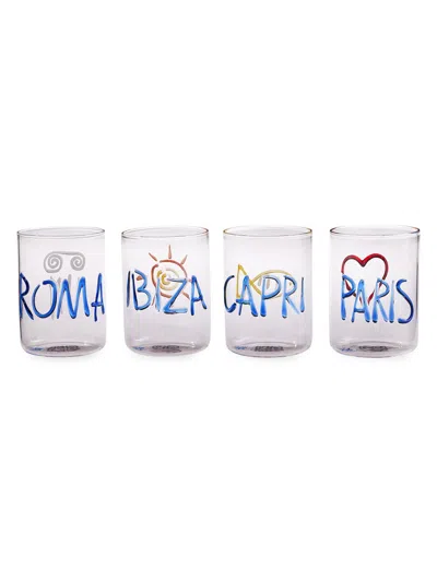 Jonathan Adler Jet Set 4-piece Glass Set In White