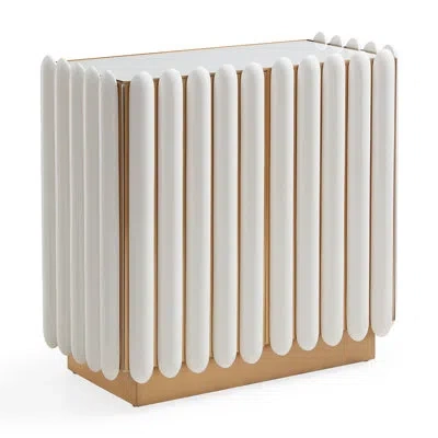 Jonathan Adler Kiki Brass 2 - Door Accent Cabinet In Ivory,brass