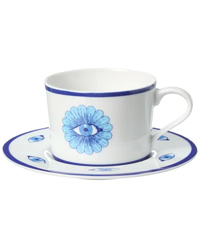 Jonathan Adler Kit Druggist Teacup/saucer In Blue