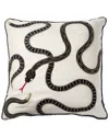Jonathan Adler Eden Embroidered Pillow In White/black