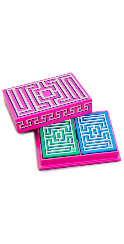 Jonathan Adler Labyrinth Lacquer Card Set Blue In Multi