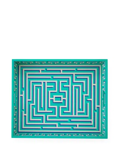 Jonathan Adler Labyrinth-pattern Decorative Tray In Green