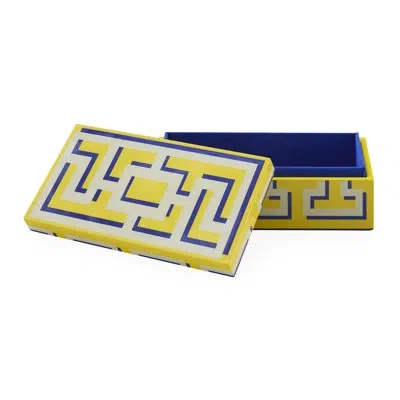 Jonathan Adler Labyrinth Small Lacquer Box In Yellow